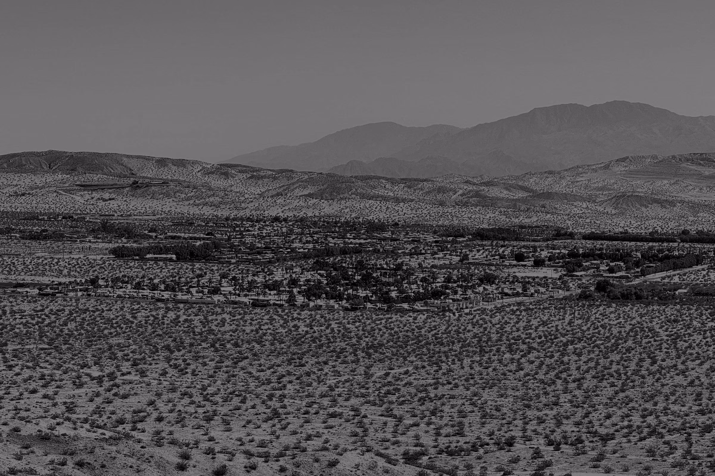 Desert in the Upper Coachella Valley with the Indio Hills and Santa Rosa Mountains behind.
